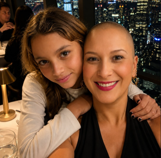 Renata Carvalho abraçada com a filha.